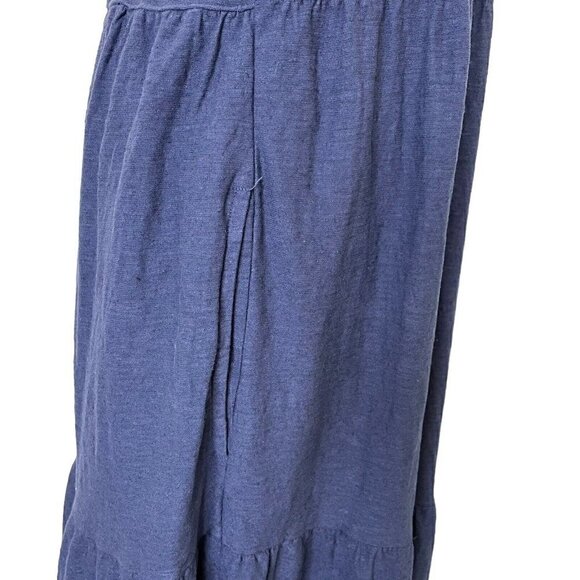 Cut Loose Linen Blend Tiered Short Sleeve Dress Lagenlook Blue size Medium - Picture 5 of 9